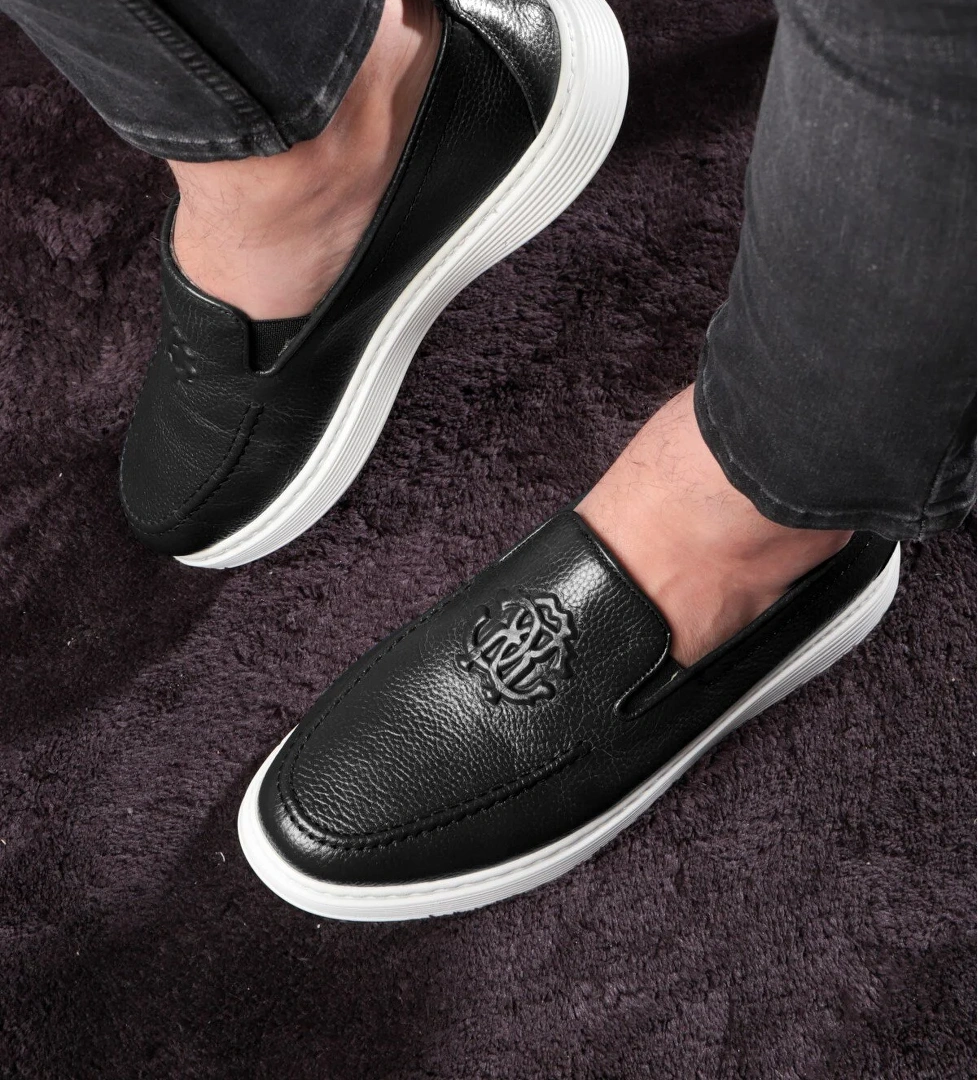 Stamped Hakiki Deri Erkek Günlük Ayakkabı, Loafer Ayakkabı, Hafif Ayakkabı