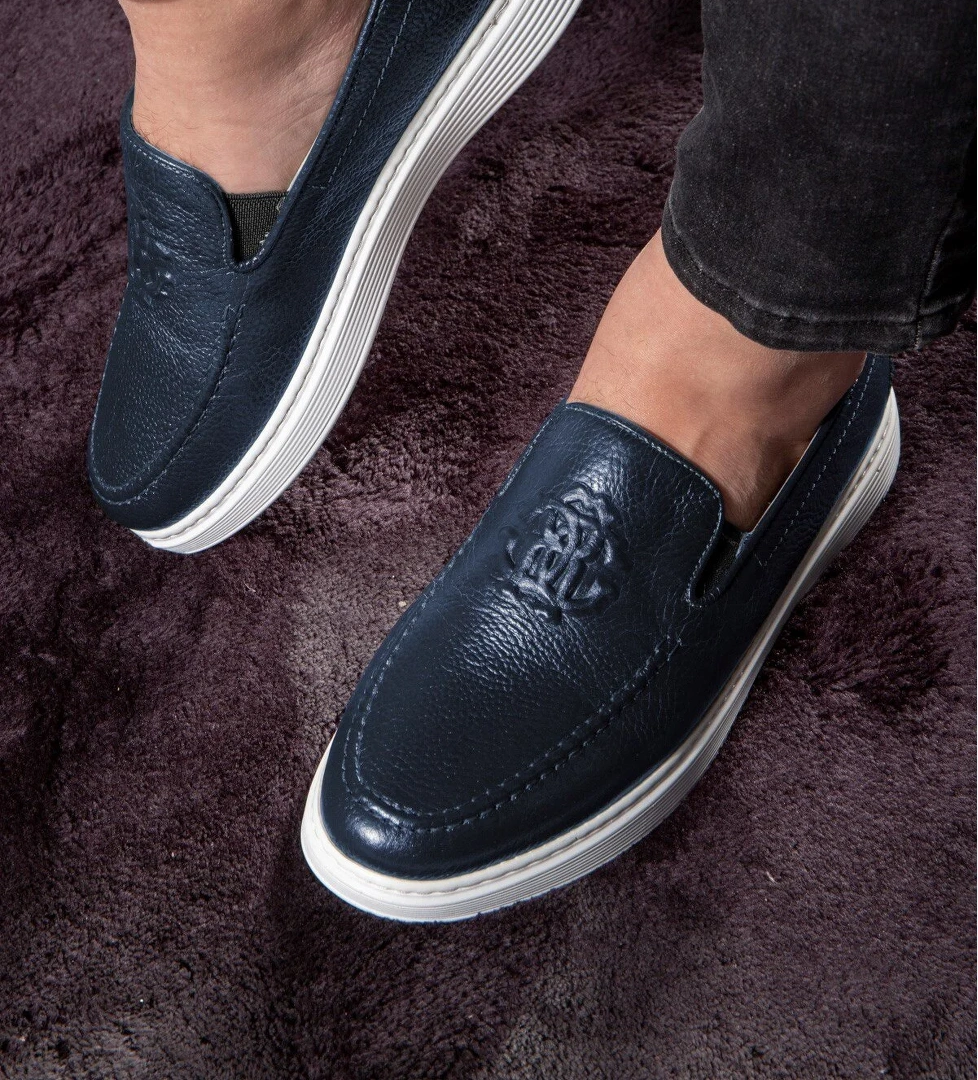 Stamped Hakiki Deri Erkek Günlük Ayakkabı, Loafer Ayakkabı, Hafif Ayakkabı
