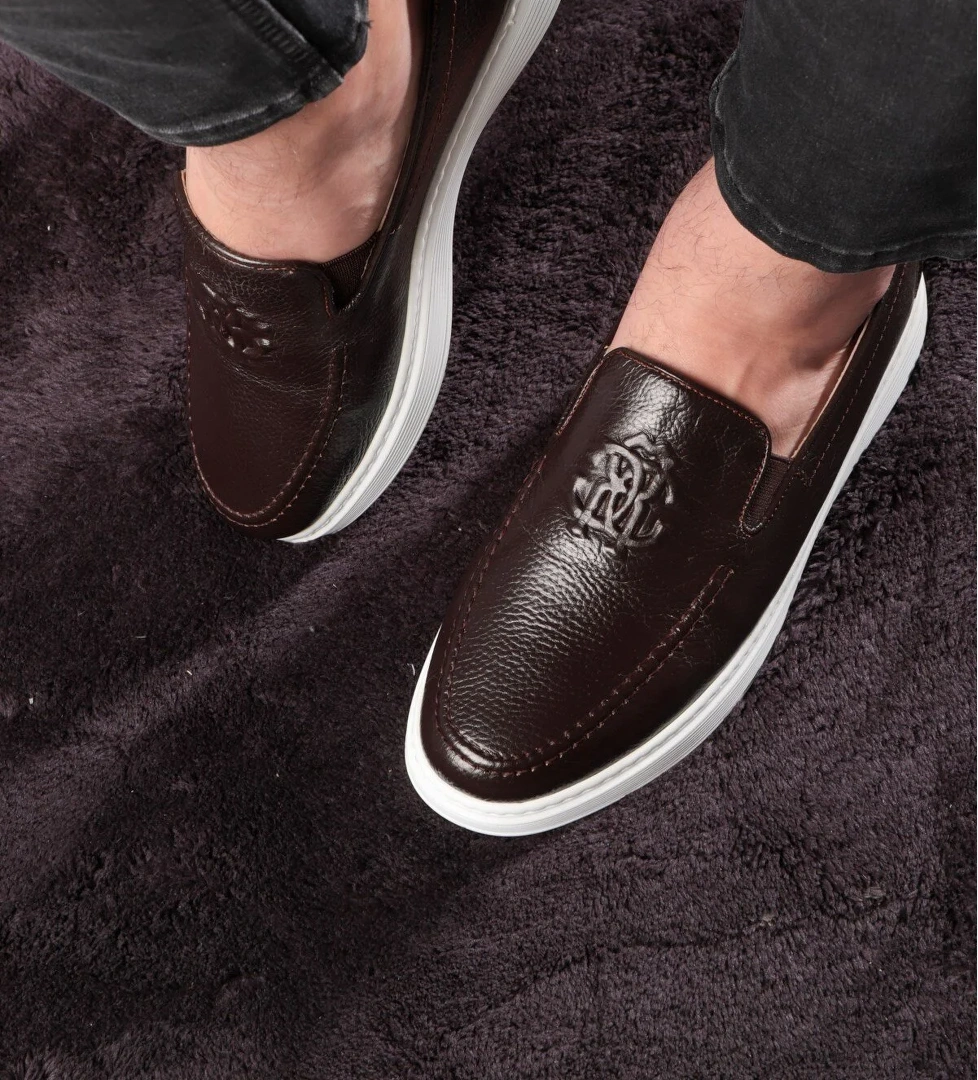Stamped Hakiki Deri Erkek Günlük Ayakkabı, Loafer Ayakkabı, Hafif Ayakkabı