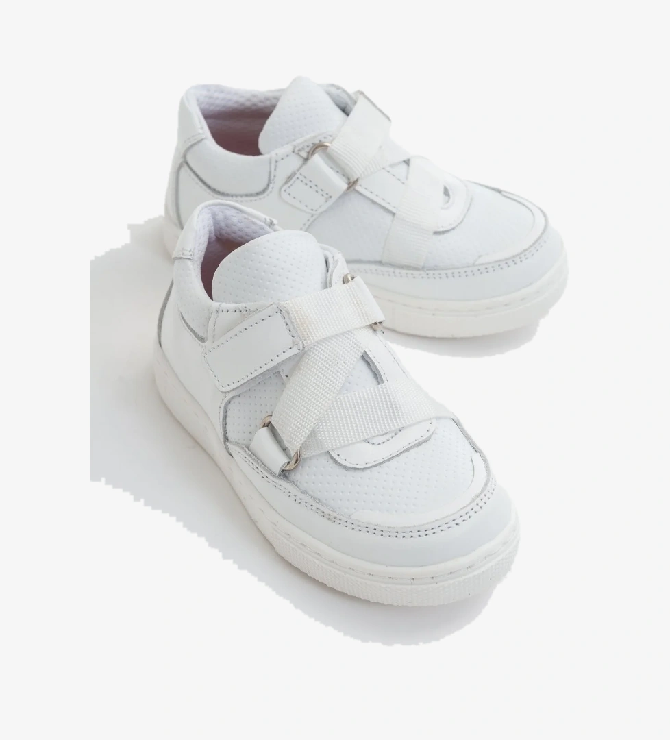Erkek Çocuk Beyaz Deri Ortopedik Destekli Çocuk Sneaker Ayakkabı
