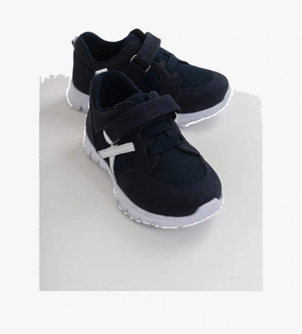 Unisex Çocuk Lacivert Deri Ortopedik Destekli Spor Ayakkabı