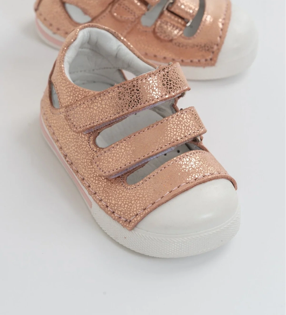 Unisex Çocuk Pudra Deri Ortopedik Destekli İlk Adım Ayakkabı