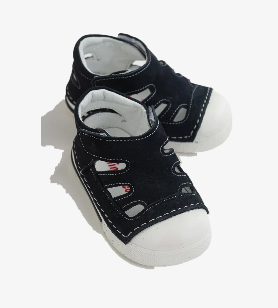 Minipicco Unısex Lacivert Deri Ortopedik Destekli İlk Adım Ayakkabı