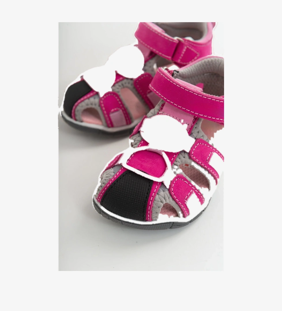 Unisex Çocuk Fuşya Deri Ortopedik Outdoor Çocuk Sandalet