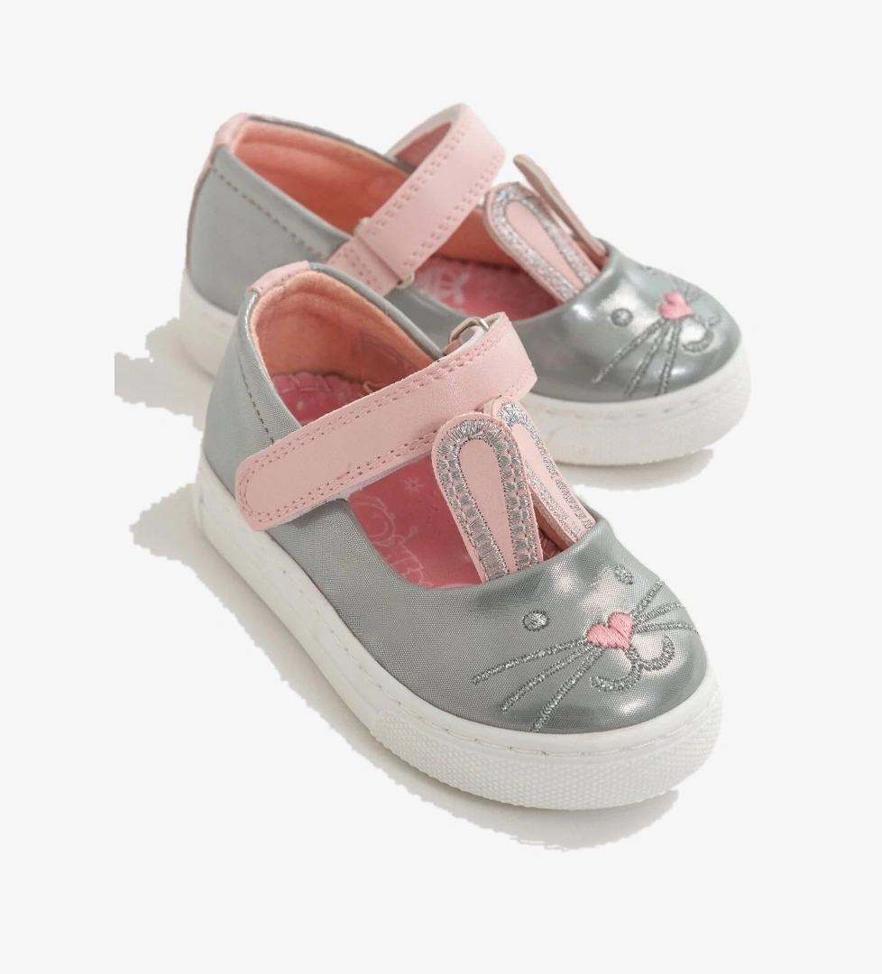 Mnpc Kız Çocuk Gri Ortopedik Destekli Tavşanlı Babet model görseli