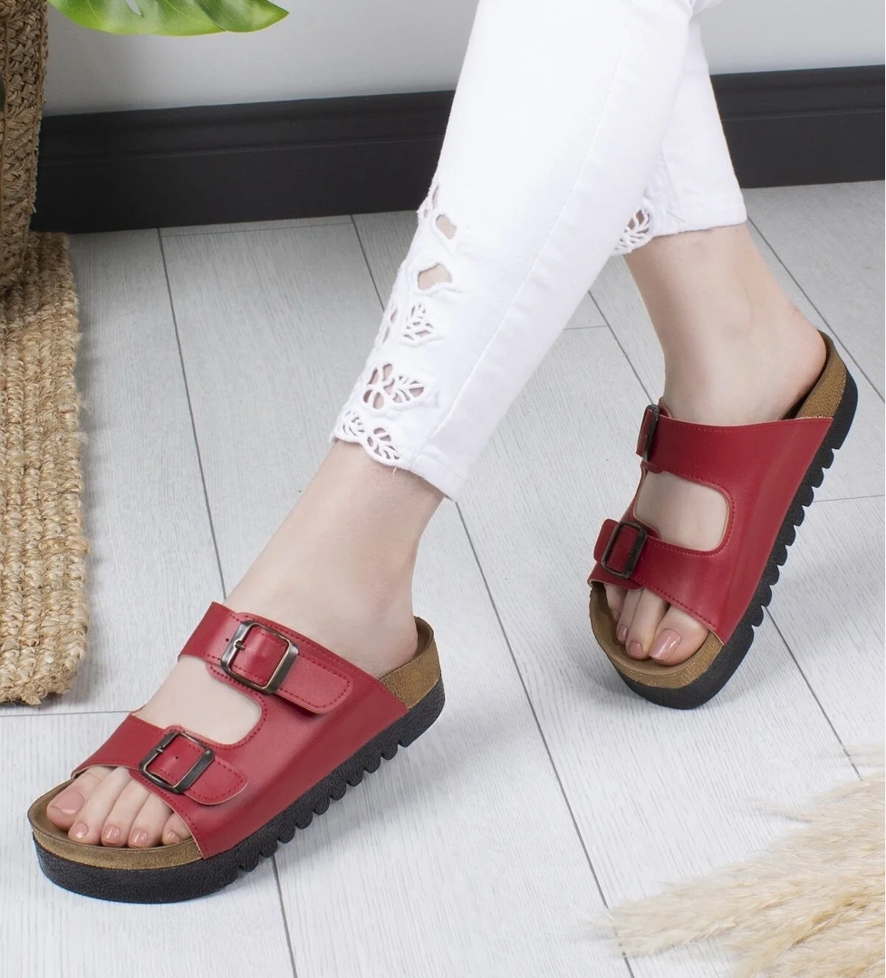 Maria Anatomik Ortopedik Çift Tokalı Günlük Kadın Terlik