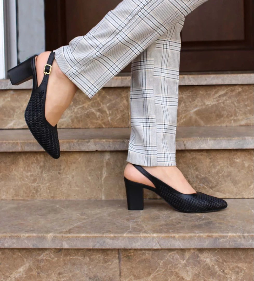 Hakiki Deri Kadın Kalın Topuklu Ayakkabı 064ZA360