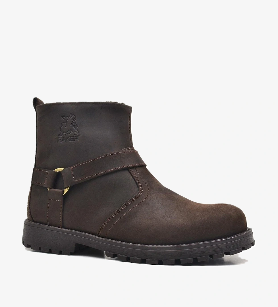 Rakerplus Chiron Hakiki Deri Fermuarlı Kışlık Çocuk Botu model görseli