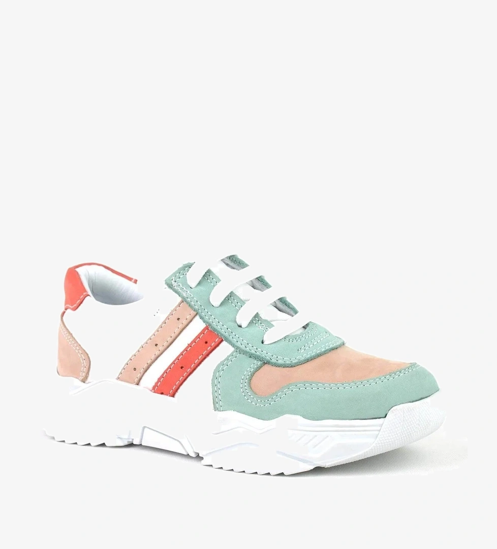 Rakerplus Hakiki Deri Yeşil Pembe Kız Çocuk Sneakers Ayakkabı model görseli