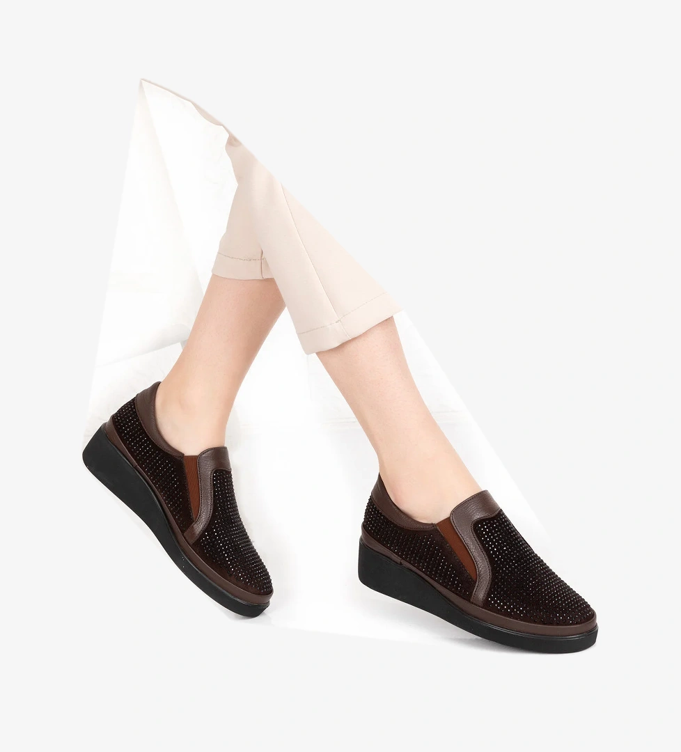 Gondol Hakiki Deri Anatomik Taban Taş Detaylı Ayakkabı gndl.19570 - Görsel 1