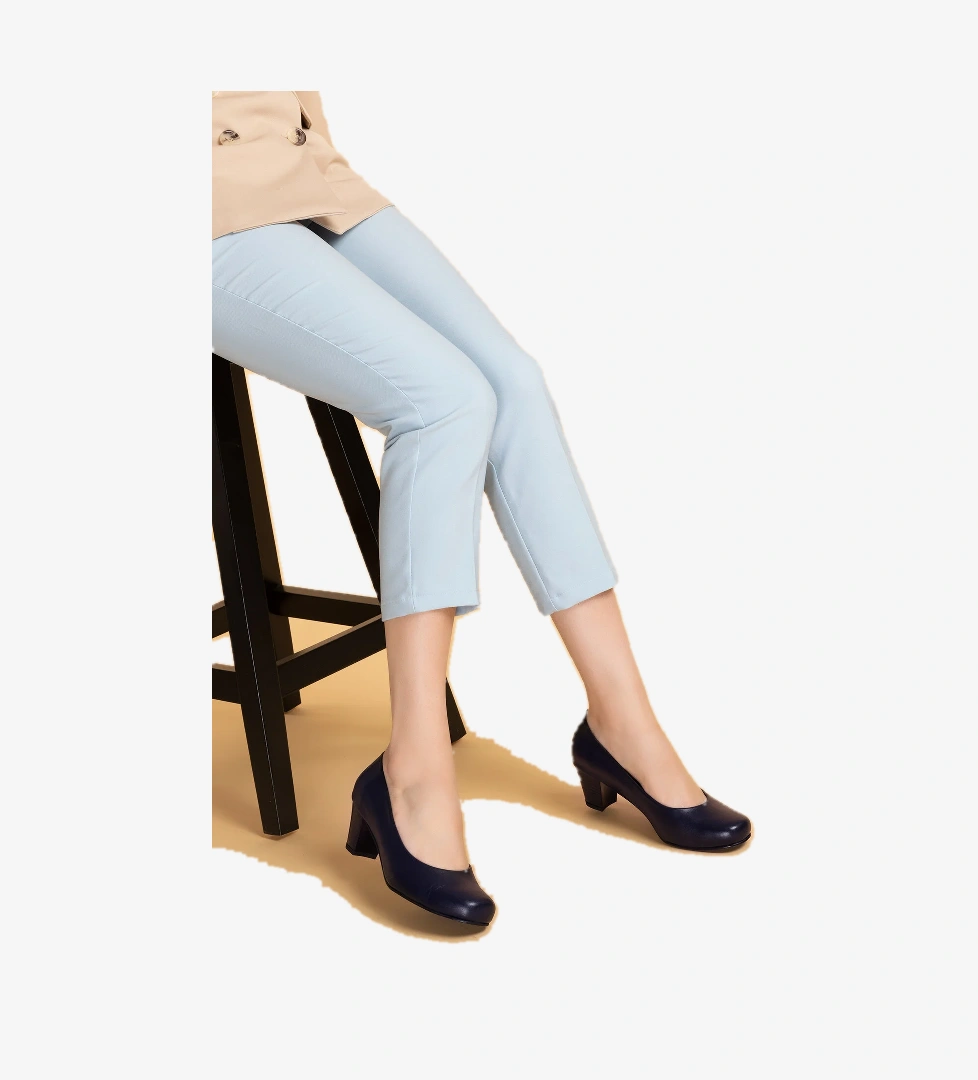 Gondol Kadın Hakiki Deri Yuvarlak Burun Rahat Topuklu Ayakkabı şhn.5116-1