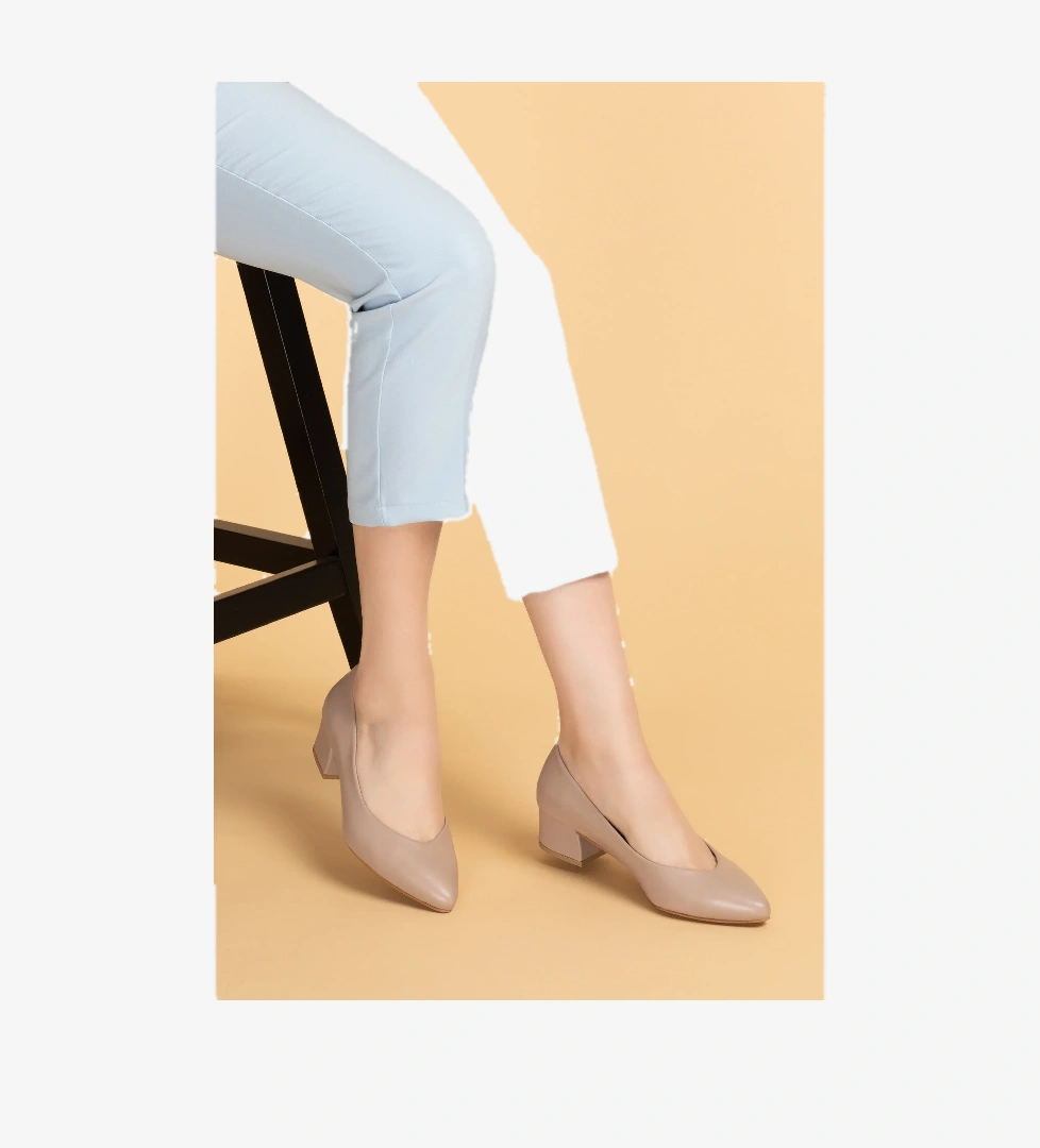 Gondol Kadın Hakiki Deri Topuklu Hostes Ayakkabısı şhn.801