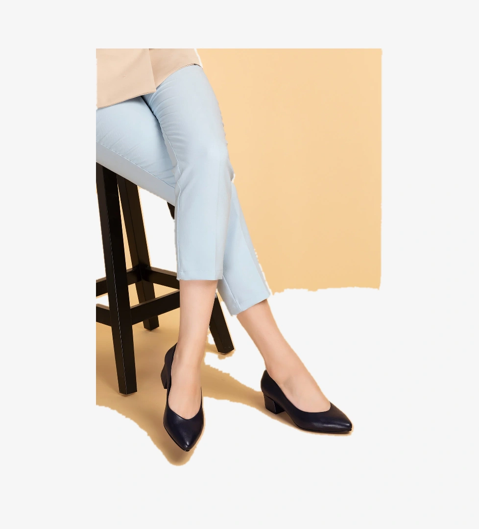 Gondol Kadın Hakiki Deri Topuklu Hostes Ayakkabısı şhn.801