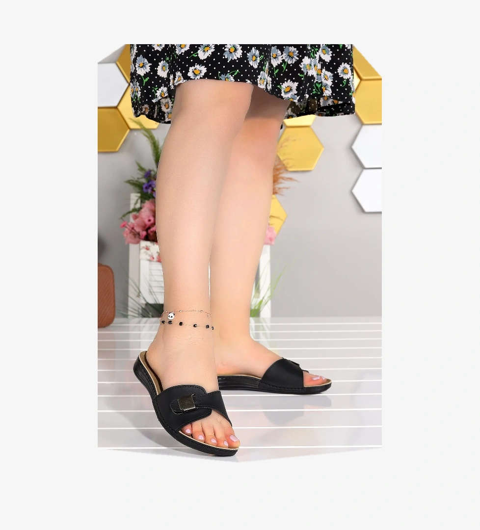 Günlük Tokalı Kadın Terlik Ary 11-441 Siyah