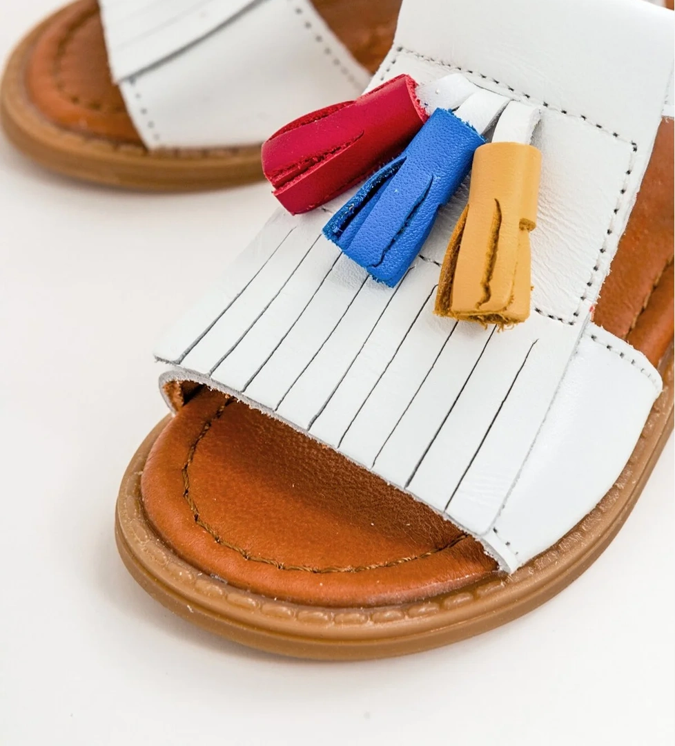 Kız Çocuk Beyaz Deri Ortopedik Destekli Çocuk Sandalet