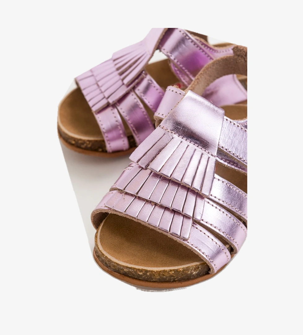 Kız Çocuk Pembe Deri Ortopedik Destekli Çocuk Sandalet