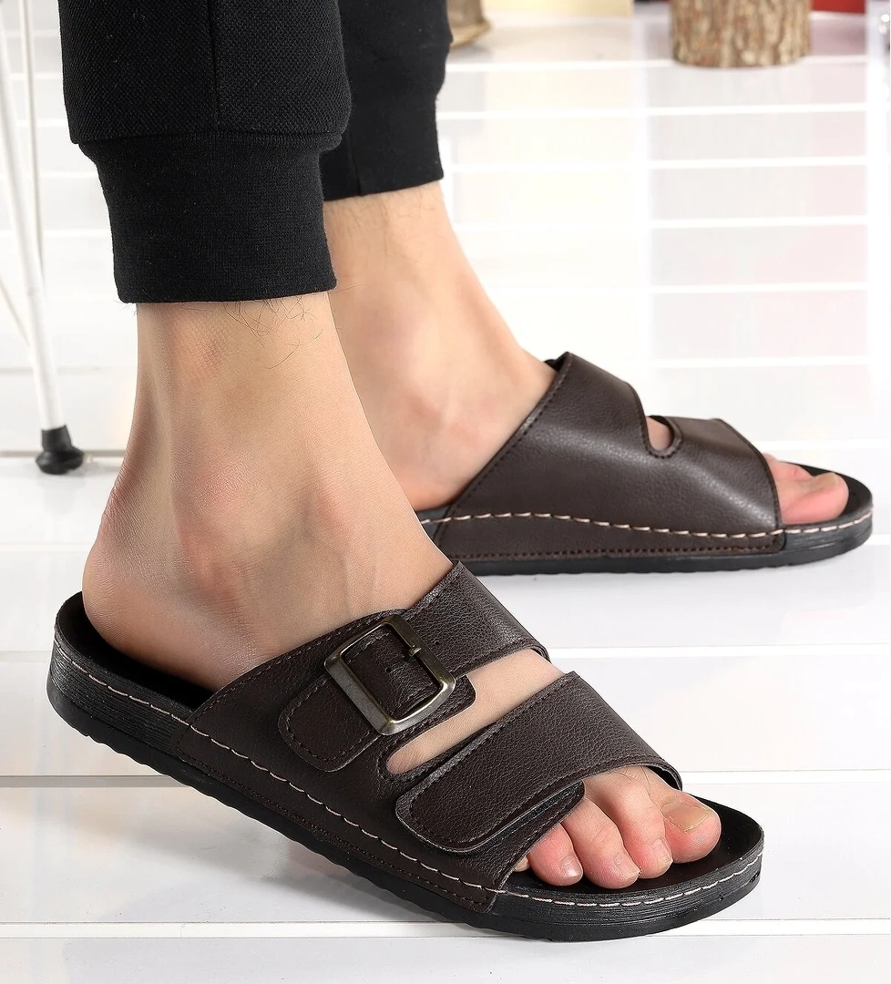 Günlük Cırtlı Erkek Terlik Ary 36-487 Kahverengi