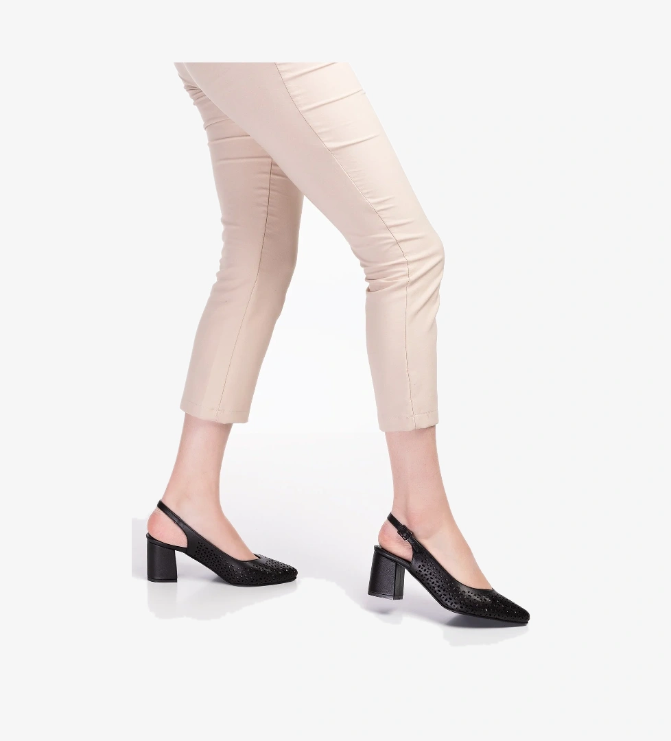 Gondol Kundura Gondol Hakiki Deri Lazer Kesim Şık Topuklu Ayakkabı Şhn.876 model görseli