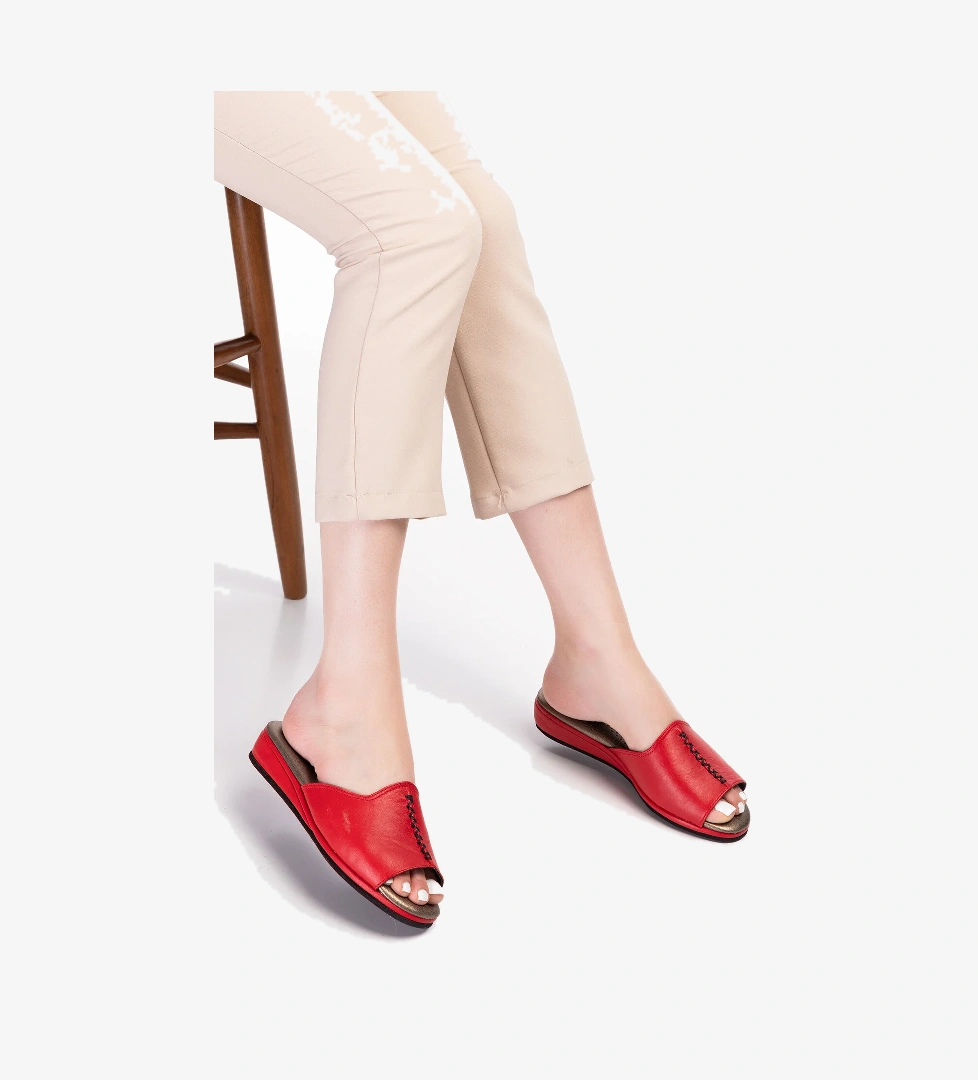 Gondol Kadın Hakiki Deri Şık Rahat Ev Terliği kayaş.132