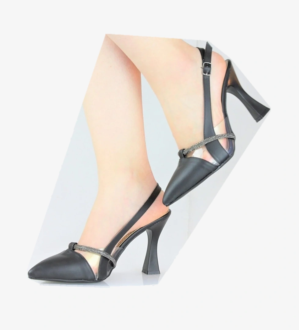 Feles 104 Şerit Taşlı Abiye Kadın Topuklu Ayakkabı Stiletto model görseli