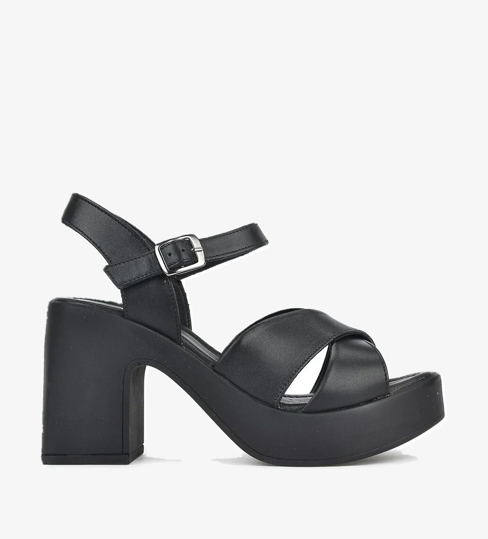 Kadın Hakiki Deri Topuklu Sandalet 141992Z28000 Siyah