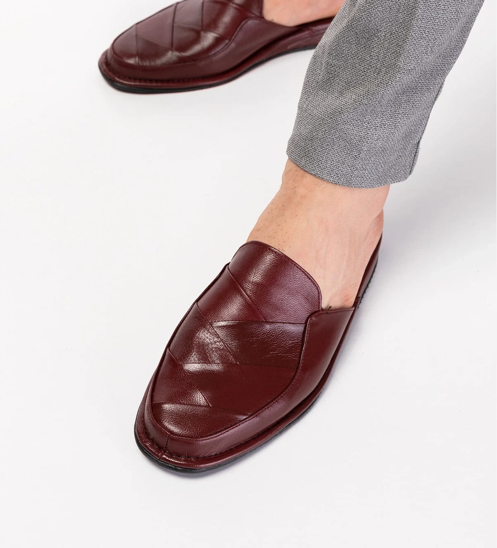 Gondol Erkek Hakiki Deri Damat Ev Terliği kayaş.105