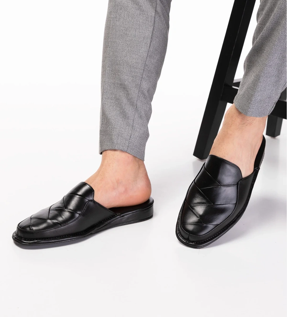 Gondol Erkek Hakiki Deri Damat Ev Terliği kayaş.105 - Görsel 1