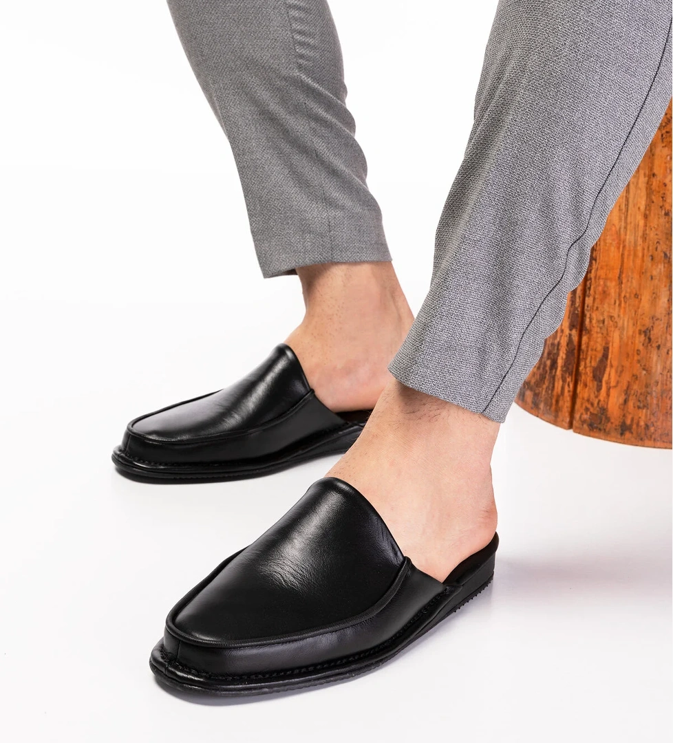 Gondol Kundura Gondol Erkek Hakiki Deri Damat Ev Terliği Kayaş.2200 model görseli