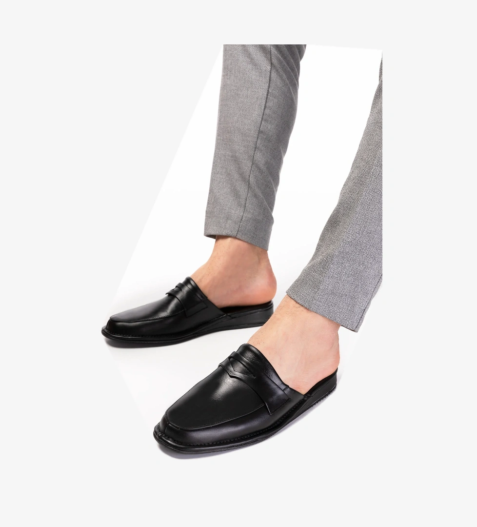 Gondol Kundura Gondol Erkek Hakiki Deri Damat Ev Terliği kayaş.9011 model görseli