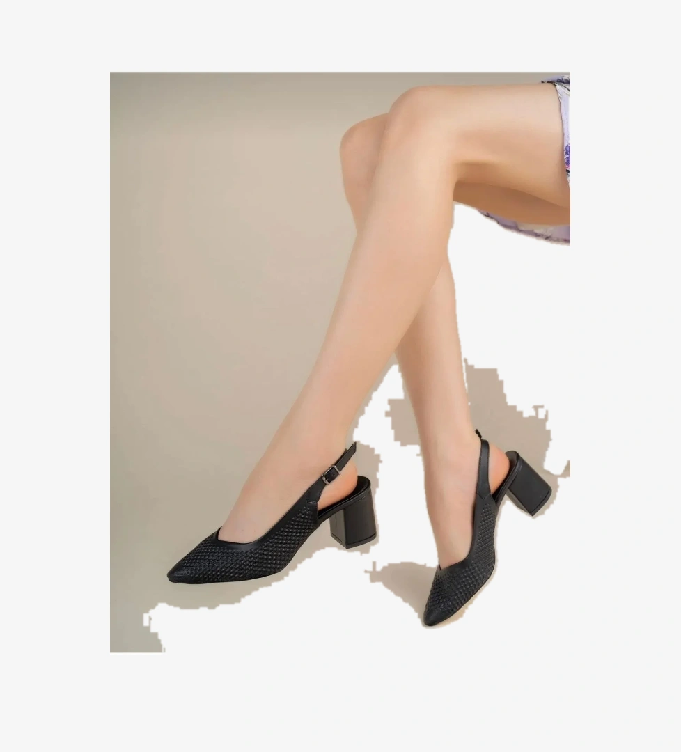 Feles Lazer Detaylı Kadın Topuklu Ayakkabı model görseli