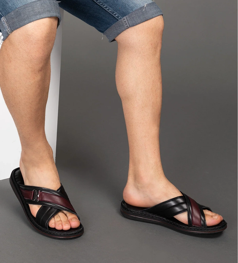 Gondol Hakiki Deri Ortopedik Erkek Terliği kml.102 - Görsel 1