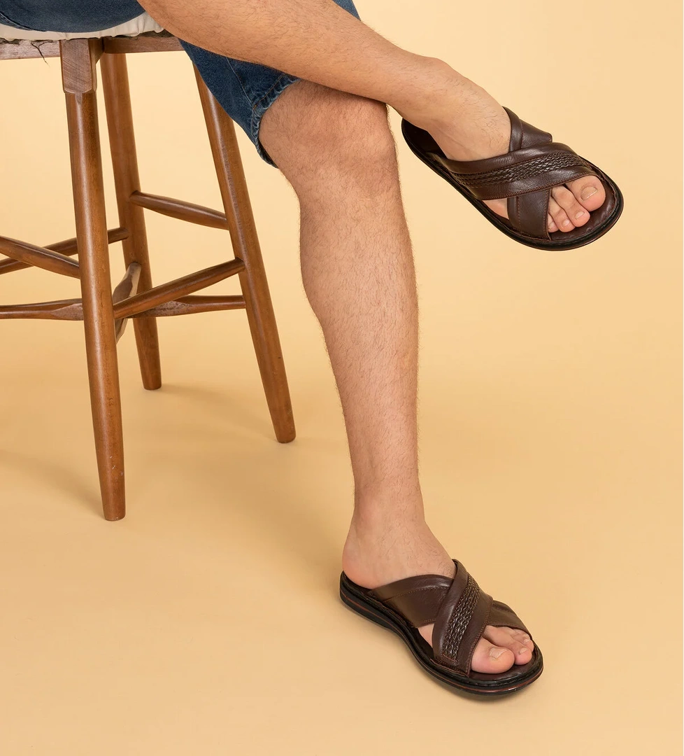 Gondol Kundura Gondol Erkek Hakiki Deri Comfort Yumuşak Taban Günlük Terlik kml.173 model görseli