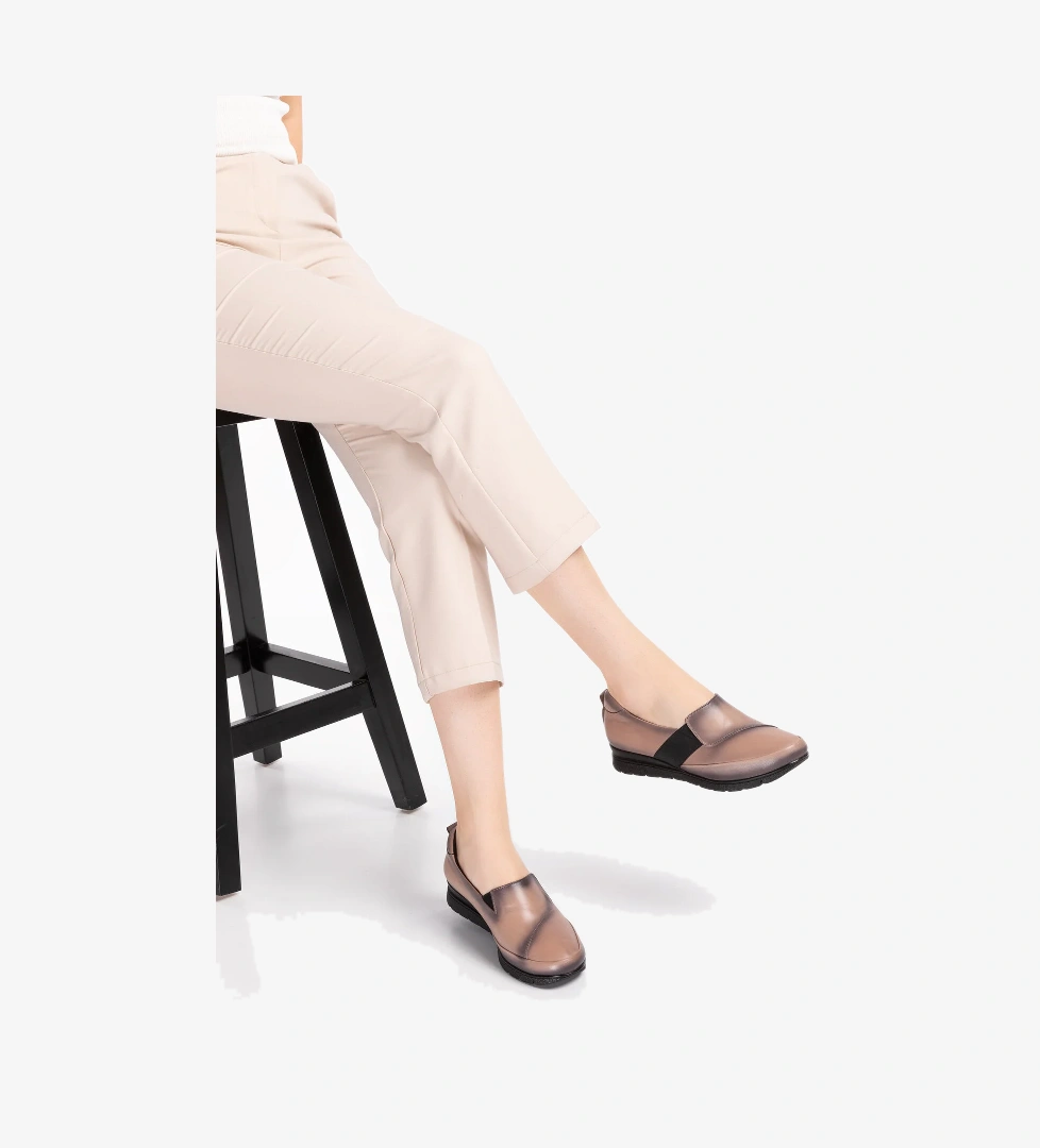 Gondol Kundura Siyah Gondol Kundura Gondol Hakiki Kadın Deri Anatomik Yumuşak Taban Günlük Ayakkabı pyt.1205