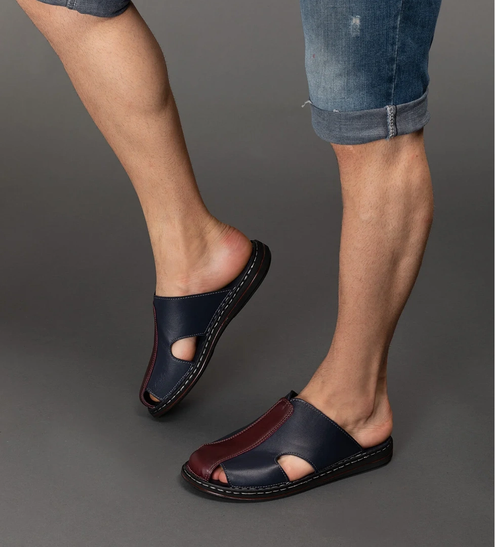 Gondol Hakiki Deri Önü Kapalı Yumusak Taban Terlik kml.103