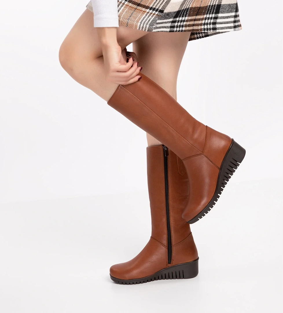 Gondol Hakiki Deri Sıcak İç Astar Dolgu Taban Çizme-gndl.2007