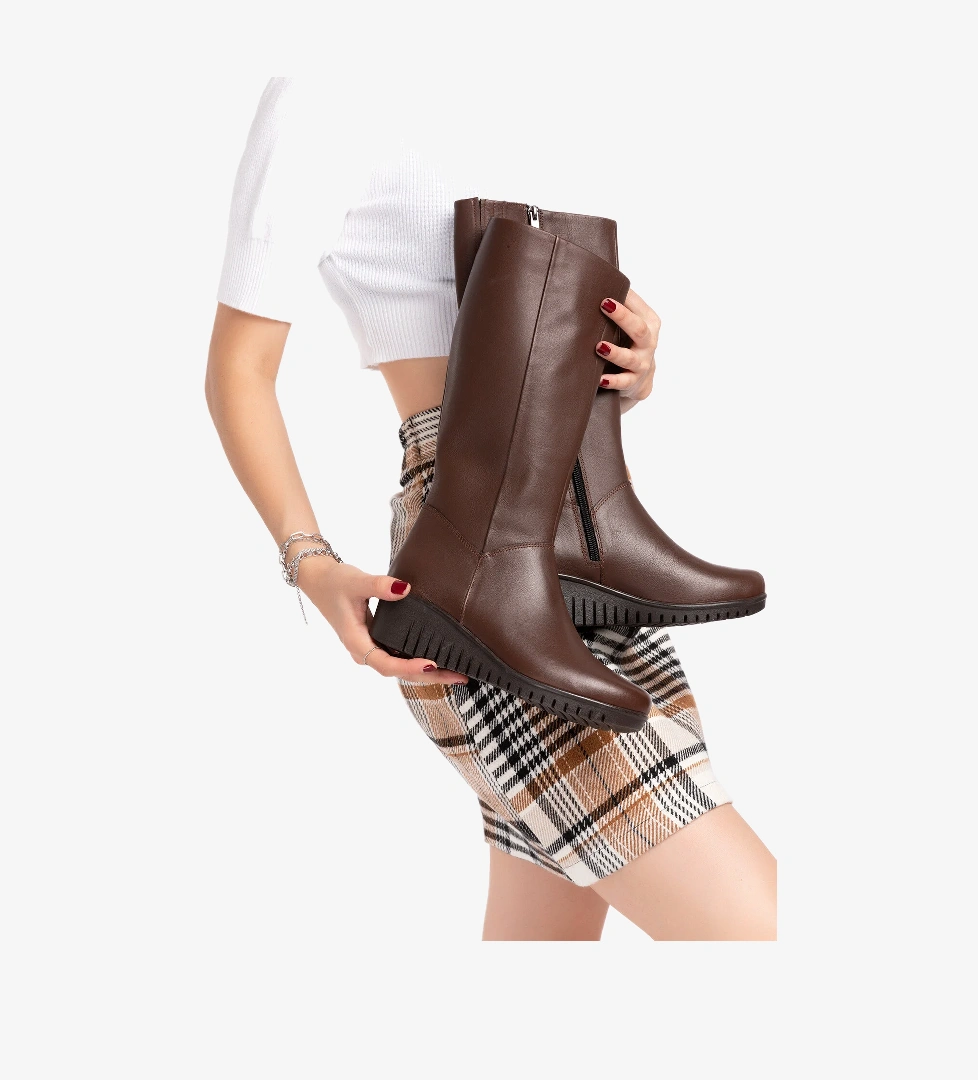 Gondol Hakiki Deri Sıcak İç Astar Dolgu Taban Çizme-gndl.2007 - Görsel 1