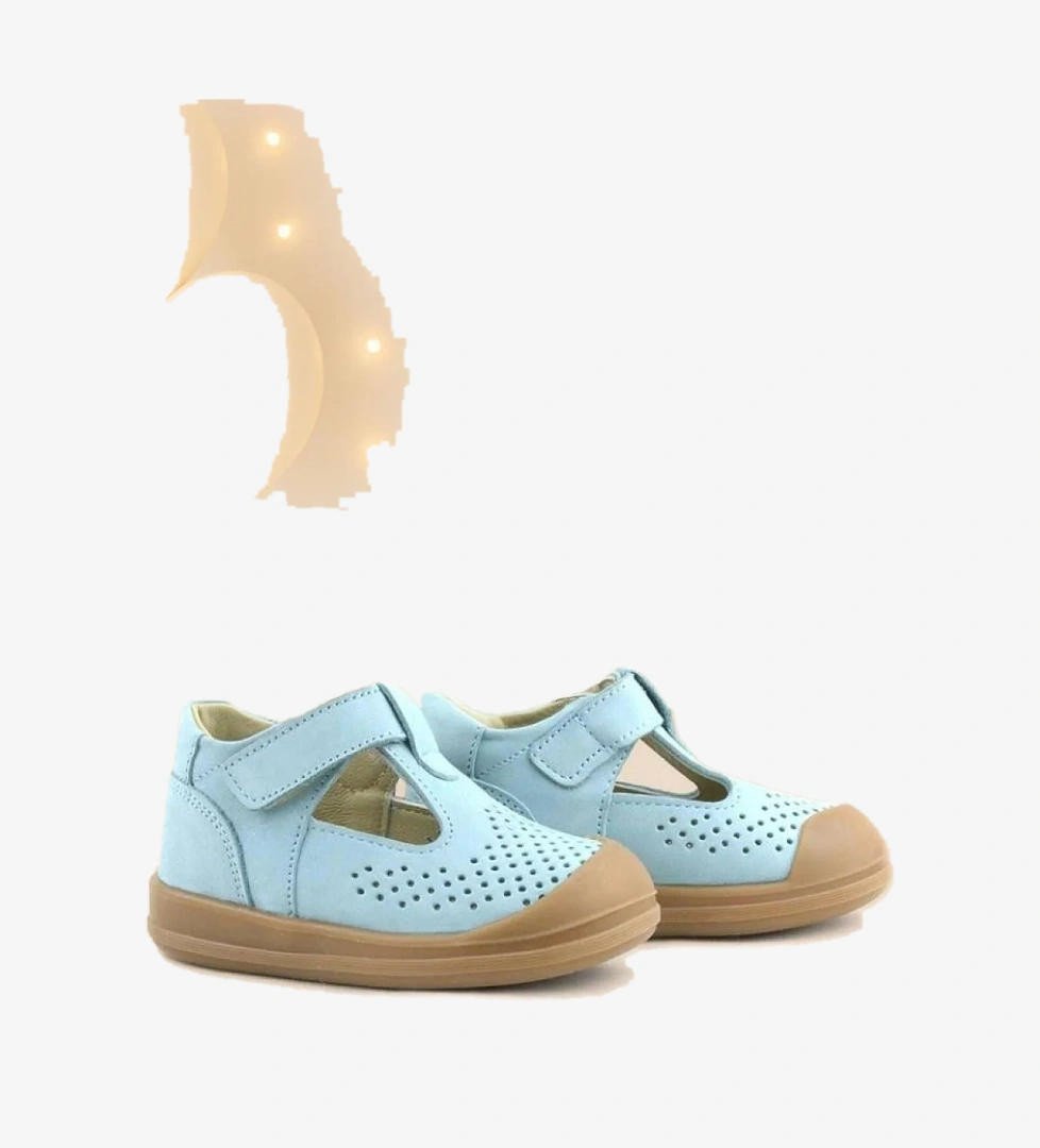 Rakerplus Shaun Hakiki Deri Mavi Cırtlı Anatomik Bebek Sandalet model görseli