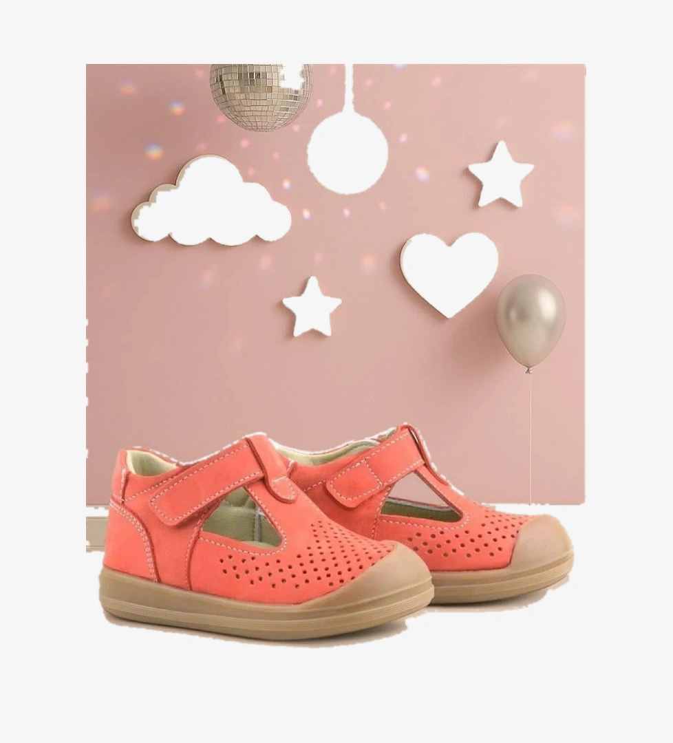 Shaun Hakiki Deri Turuncu Cırtlı Anatomik Bebek Sandalet - Görsel 1