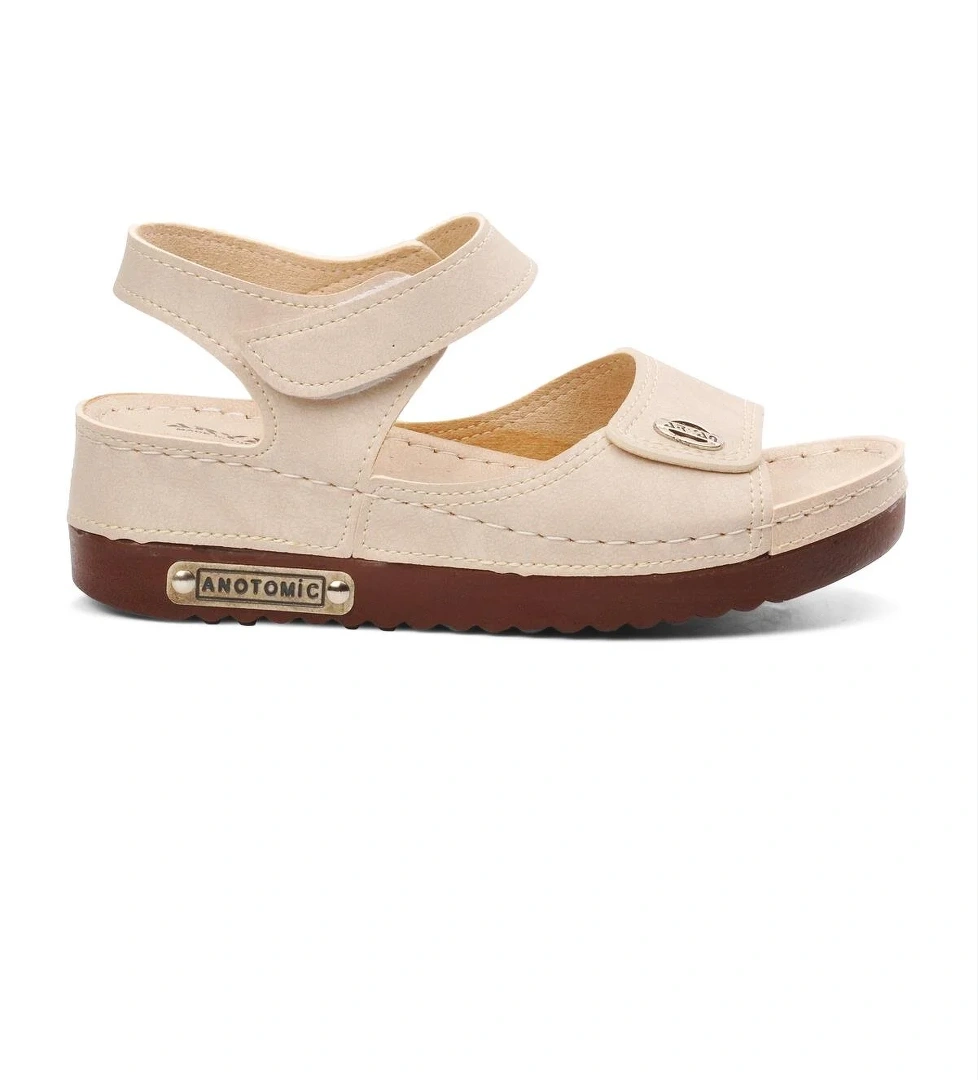 07-109 Rr Bej Kalın Taban Kadın Anatomik Sandalet