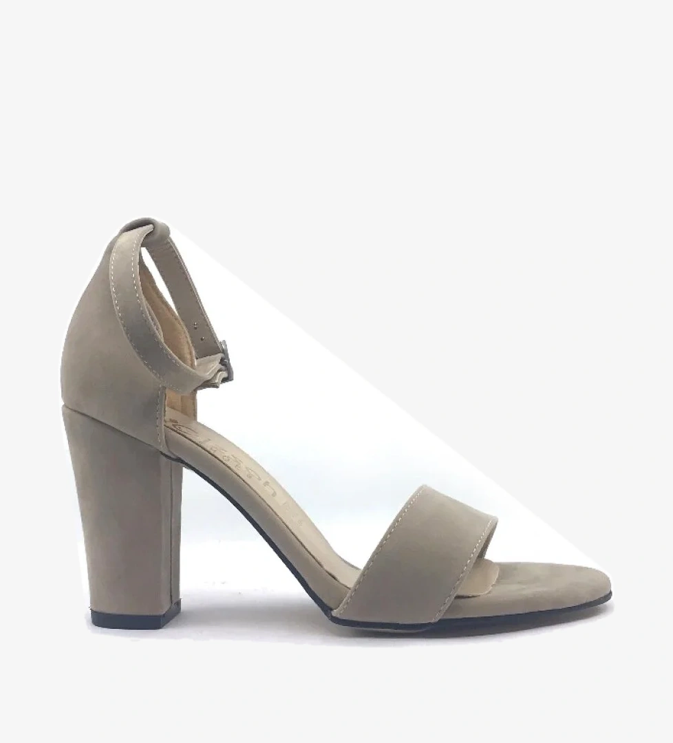 Gizzah 3413 8,5 Cm Vizon Süet Kadın Topuklu Ayakkabı - Görsel 1