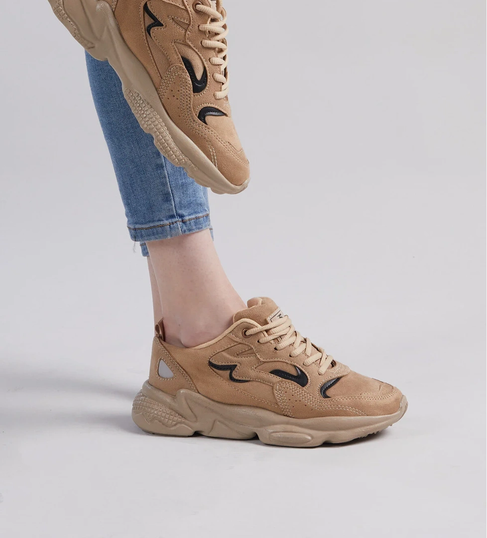 Unisex Toprak Rahat Kalıp Yüksek Taban Bağcıklı Spor Ayakkabı