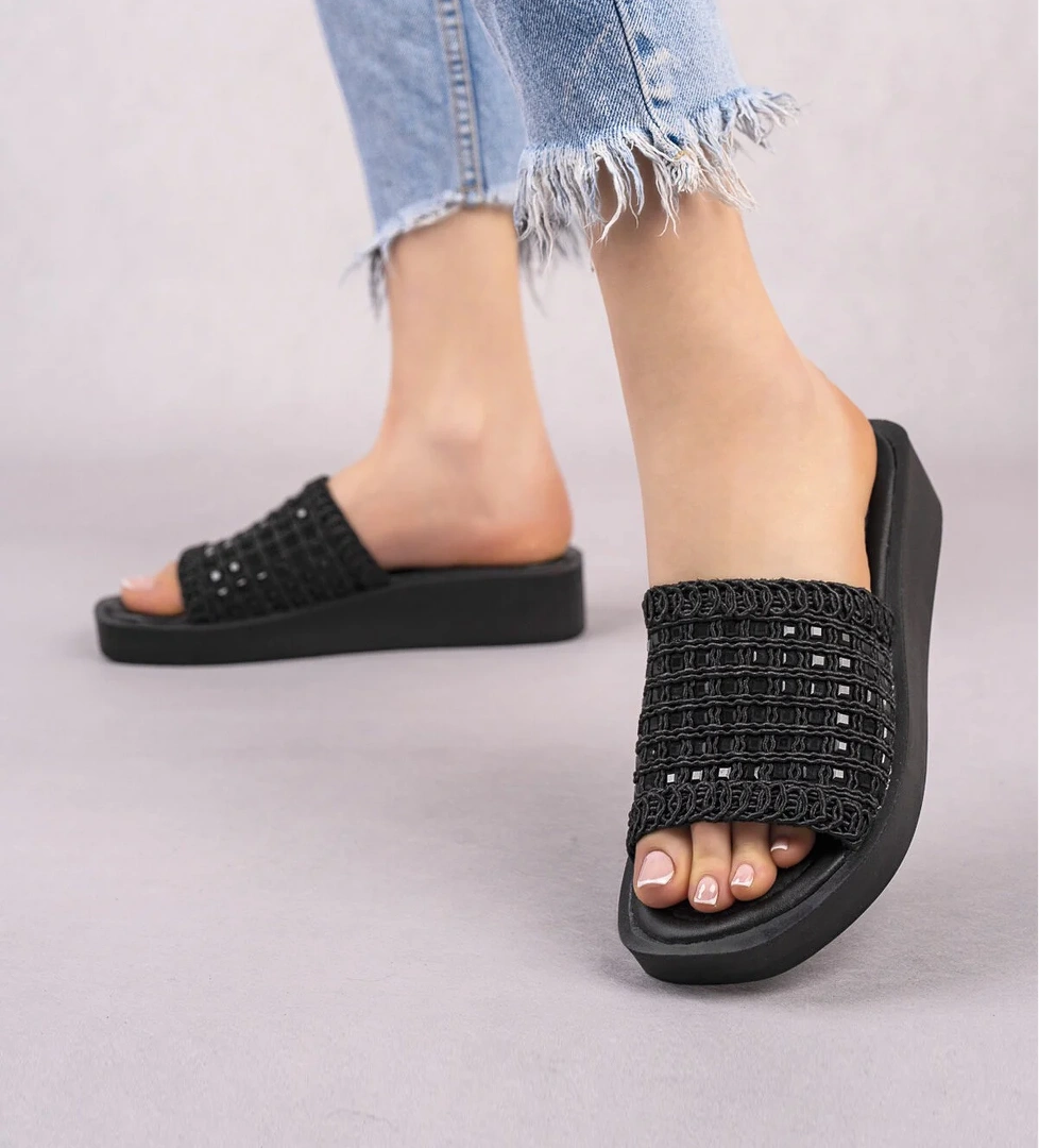 Kadın Garantili Taş Detaylı Günlük Terlik 2022.2040 Siyah