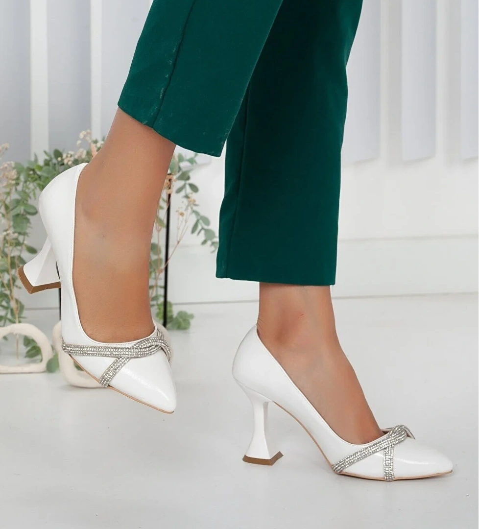 Kadeh Topuk Taşlı Stiletto Kadın Topuklu Ayakkabı