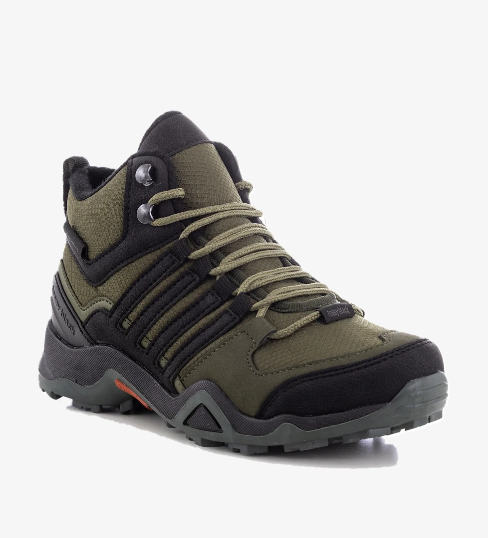 Unisex Haki Rahat Kalıp Yanı Şerit Detaylı Bağcıklı Trekking Bot - Görsel 1