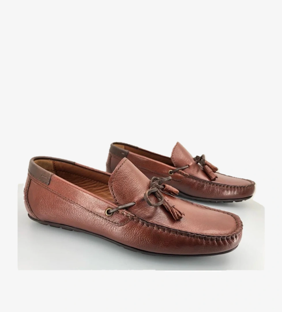 084 %100 Hakiki Deri Püsküllü Erkek Loafer Babet