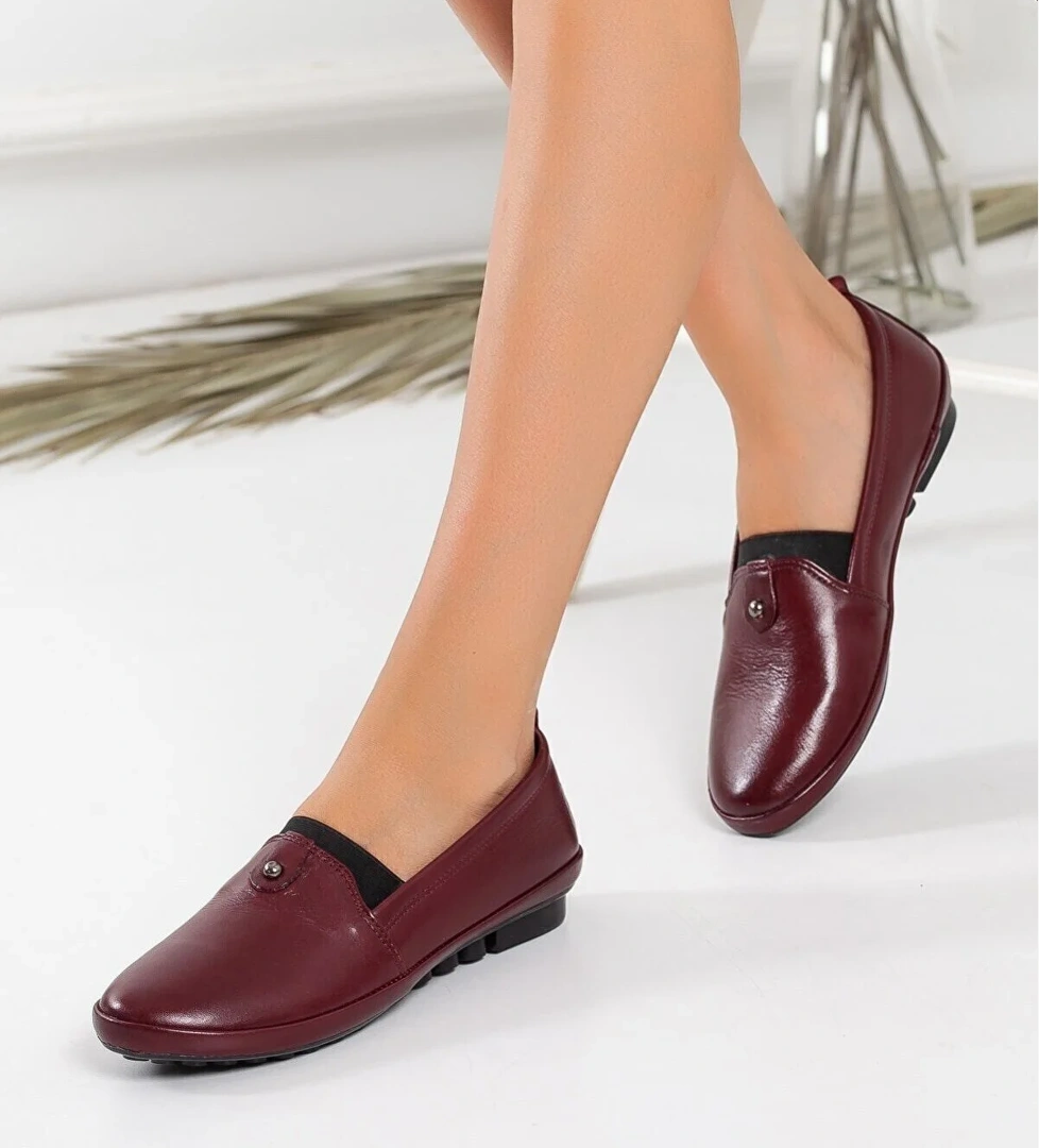 Ayakdaş %100 Doğal Deri Full Ortapedik Kadın Babet Ayakkabı