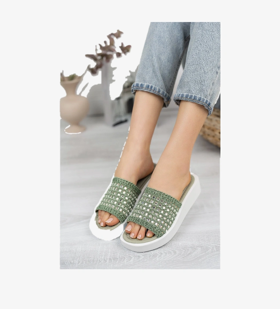 Kadın Garantili Taş Detaylı Günlük Terlik 2022.2040 Mint