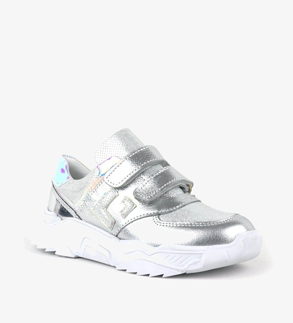 Rakerplus Hakiki Deri Gümüş Renl Cırtlı Kız Çocuk Sneaker Ayakkabı model görseli