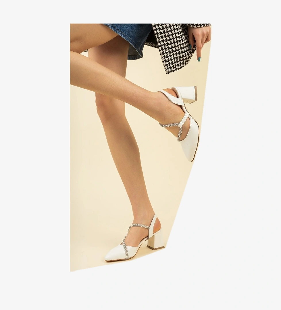 355 Şerit Taş Detaylı Kadın Topuklu Ayakkabı - Görsel 1