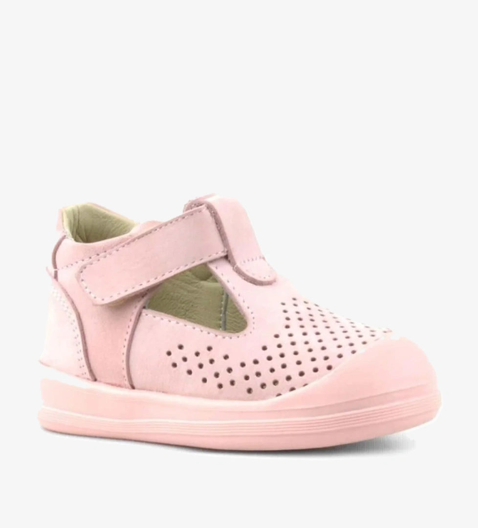 Shaun Hakiki Deri Pembe Cırtlı Anatomik Bebek Sandalet - Görsel 1